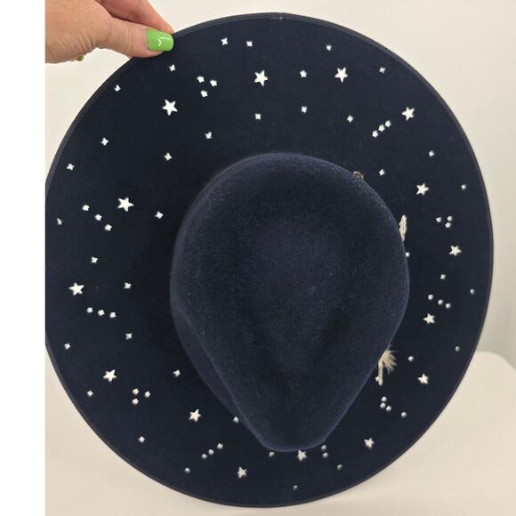 Stetson Night Sky Fedora Navy Star Cutouts Wide Brim Feather Seeker Collection main image 11